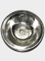 vasque ronde a encastrer en métal argenté 30 cm